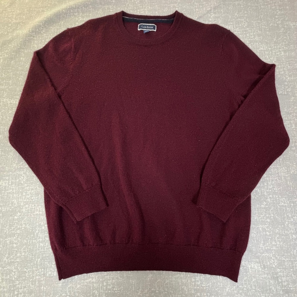 Club‎ Room Mens Merino Wool Blend Crewneck Sweater Burgundy Red Large